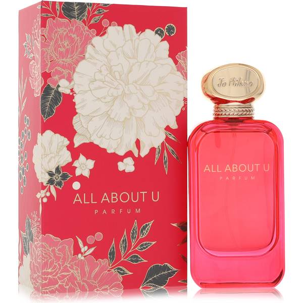 Jo Milano All About U Parfum bottle with passionfruit, bitter orange, lemon, frangipani, solar notes, vanilla, benzoin and labdanum

