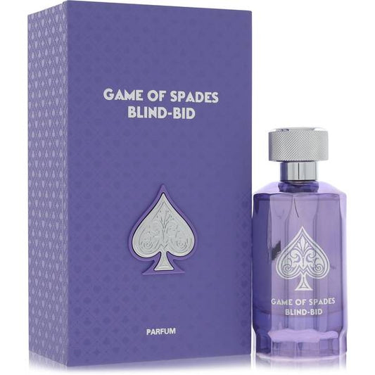 Jo Milano Game Of Spades Blind Bid Eau de Parfum bottle - Unisex floral fruity fragrance with fruity accords, citrus notes, rose, jasmine, warm musks, amber, and vanilla