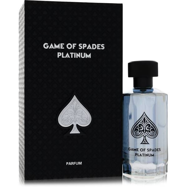 Jo Milano Game Of Spades Platinum Eau de Parfum bottle - Women's floral fruity woody fragrance with citrus, red berries, bergamot, rose, peony, spice, vanilla, amber, and sandalwood