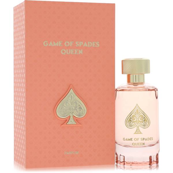 Jo Milano Game of Spades Queen Perfume bottle with tangerine, freesia, lily, jasmine sambac, rose, musk, amber and sandalwood
