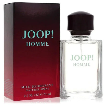 Joop Homme mild deodorant natural spray 2.5 fl oz bottle and red box packaging for men