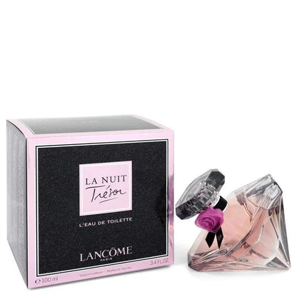 Lancome La Nuit Tresor perfume bottle and packaging on a white background