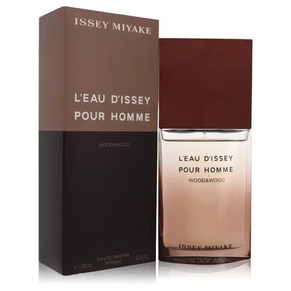 Issey Miyake L’Eau d’Issey Pour Homme Wood & Wood Cologne bottle — woody aromatic men’s Eau de Parfum with grapefruit, elemi, cardamom, ambroxan, apricot, cedar, sandalwood, vetiver, patchouli, and woods.