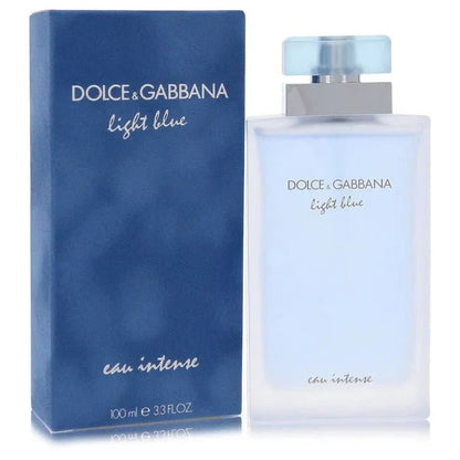 Dolce & Gabbana Light Blue Eau Intense perfume spray bottle and box, 100ml
