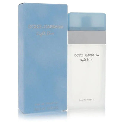 Dolce & Gabbana Light Blue Eau de Toilette spray for women with blue box and bottle.