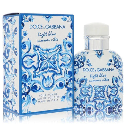 Dolce & Gabbana Light Blue Summer Vibes Cologne bottle — woody aromatic men’s Eau de Toilette with Sicilian lemon, cypress, and amberwood.