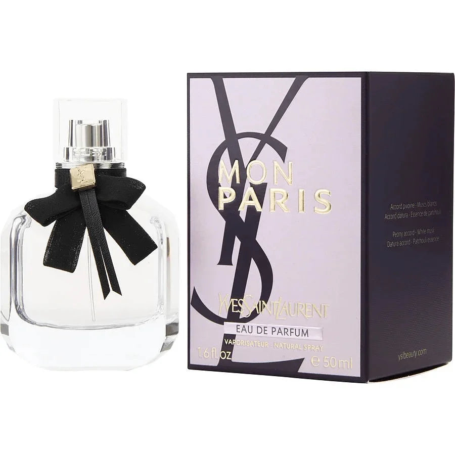 Mon Paris Eau de Parfum spray with decorative black bow and matching branded box