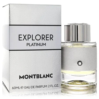 Montblanc Explorer Platinum bottle — woody aromatic men's fragrance with violet leaf, clary sage, and cedarwood notes
