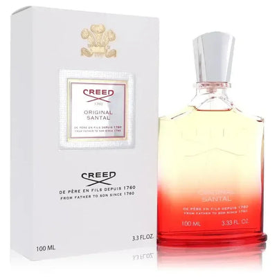 Creed Original Santal bottle — Oriental Woody unisex luxury fragrance with juniper berries, coriander, ginger, rosemary, bergamot, mandarin orange, sandalwood, lavender, geranium, orange blossom, tonka bean, musk, cedar, and oakmoss