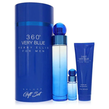 Gift Set - 3.4 oz Eau De Toilette Spray + .25 oz Mini EDT Spray + 3 oz Shower GelPerry Ellis 360 Very Blue CologneBy Perry Ellis for MenGuilty Fragrance