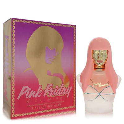 Nicki Minaj Pink Friday Perfume bottle — floral musk women’s Eau de Parfum with starfruit, Italian mandarin, boysenberry, lotus, jasmine, vanilla, caramelized pear, musk, and woods
