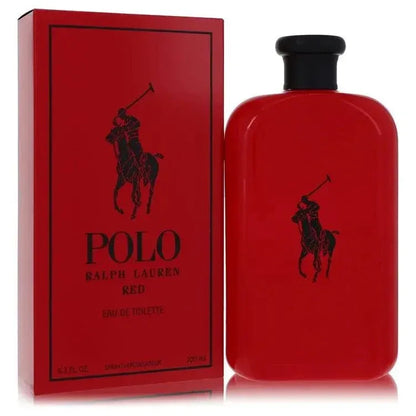 Ralph Lauren Polo Red Eau de Toilette cologne for men in signature red bottle with black cap and Polo logo sealed