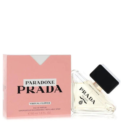 Prada Paradoxe Virtual Flower Perfume bottle — floral oriental women's fragrance with Sicilian orange, neroli essence, jasmine petals, Rose Damascena, white musk, and ambroxan
