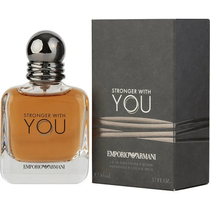 Emporio Armani Stronger With You Cologne bottle — Aromatic men's fragrance with mint, pink pepper, cardamom, sage, chestnut, and vanilla notes