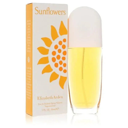 Sunflowers eau de toilette spray for women with yellow floral box and perfume bottle