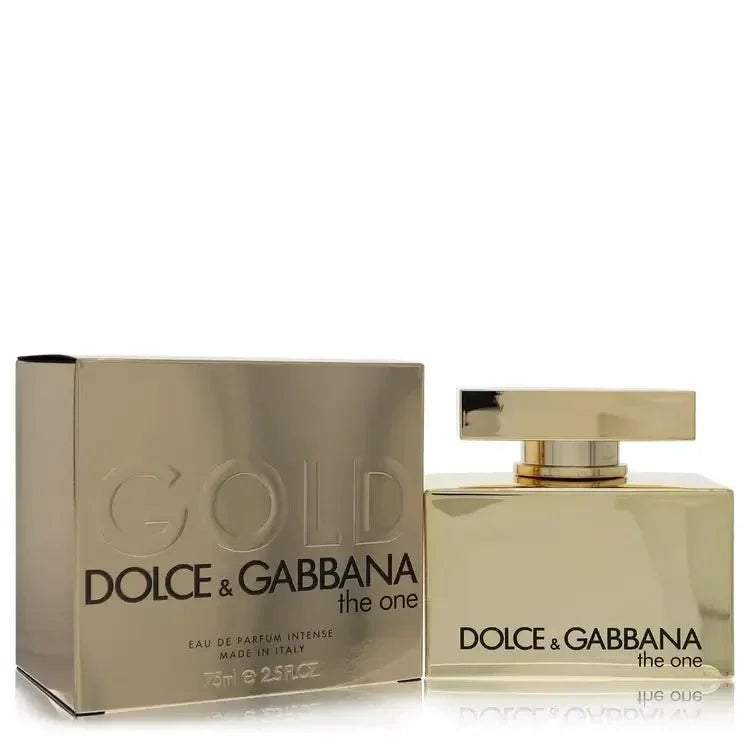 Dolce & Gabbana The One Gold Cologne bottle — Oriental Spicy Woody men fragrance with grapefruit, basil, cardamom, ginger, orange blossom, and tobacco flower