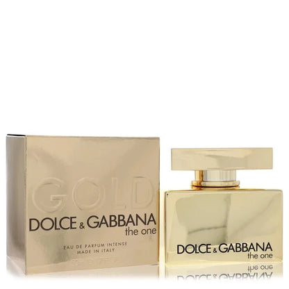Dolce & Gabbana The One Gold Perfume bottle — floral fruity women’s Eau de Parfum Intense with plum, mandarin, pink pepper, rose, jasmine, lily-of-the-valley, patchouli, vanilla, and white musk.