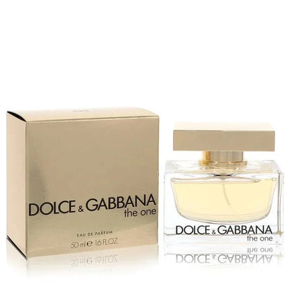 Dolce & Gabbana The One Perfume bottle — floral amber women’s Eau de Parfum with bergamot, mandarin, lychee, peach, lily, rose, jasmine, vanilla, amber, musk, and vetiver.
