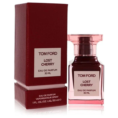 Tom Ford Lost Cherry Eau de Parfum in iconic deep garnet-red Private Blend bottle with gold Tom Ford plaque sealed
