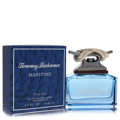 Tommy Bahama Maritime blue cologne bottle with rope detail and matching box for men