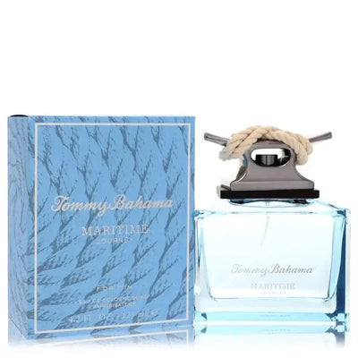 Tommy Bahama Maritime Journey cologne spray with decorative nautical rope and blue box.