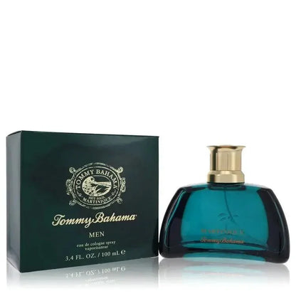 Tommy Bahama Set Sail Martinique Cologne bottle — fresh aquatic aromatic men's cologne with bergamot, fresh pepper, marine accord, blue lavender, coriander, nutmeg, musk, sandalwood, and vetiver
