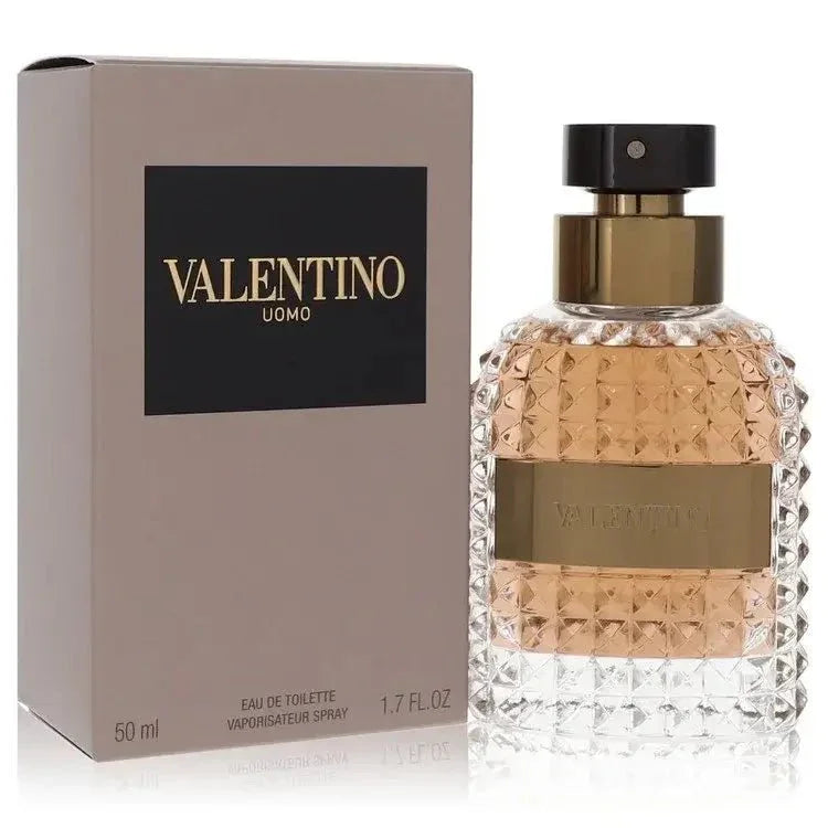 Valentino Uomo Cologne bottle by Valentino — leather oriental fragrance with bergamot, myrtle, roasted coffee beans, chocolate, leather and cedarwood