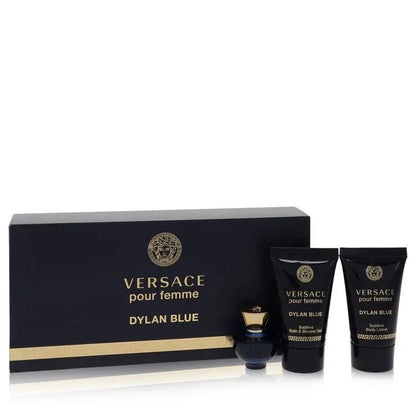 Gift Set - 0.17 oz Mini EDP + 0.8 oz Body Lotion + 0.8 oz Shower GelVersace Pour Femme Dylan Blue PerfumeBy Versace for WomenGuilty Fragrance