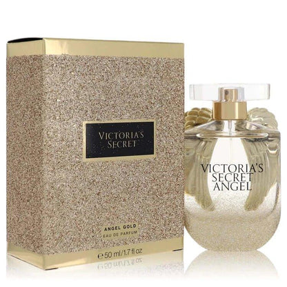 Victoria's Secret Angel Gold Perfume bottle — elegant fresh fruity floral eau de parfum for women featuring sparkling bergamot, lush gardenia, peony, and warm musk notes