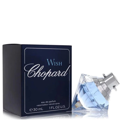 Wish Chopard eau de parfum 30ml with blue diamond-shaped perfume bottle and box