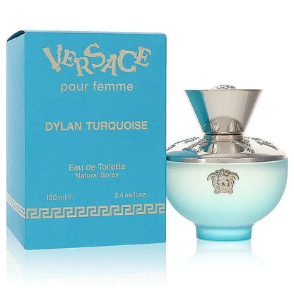 Versace Dylan Turquoise pour femme Eau de Toilette 3.4 oz perfume bottle and box