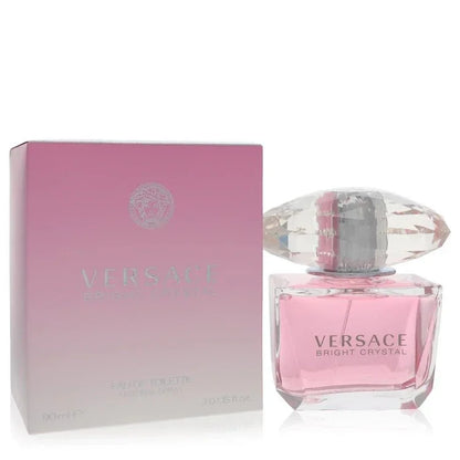 Versace Bright Crystal 3 oz Eau de Toilette spray with pink gradient box and crystal-like bottle