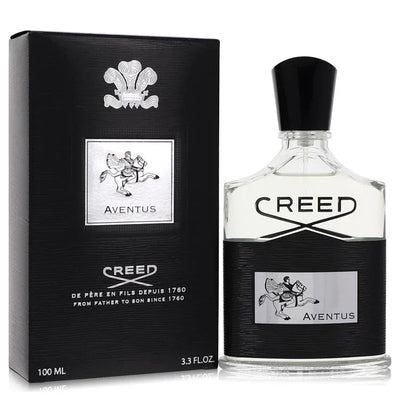 Creed Aventus Eau de Parfum spray bottle and black box, luxury designer cologne 100ml