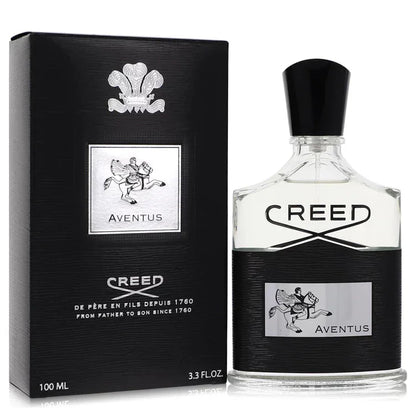 Creed Aventus Eau de Parfum spray bottle and black box, luxury designer cologne 100ml