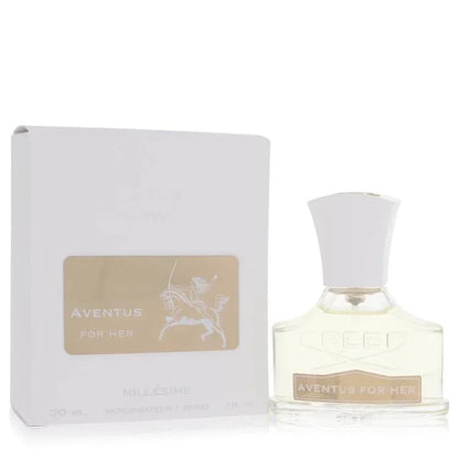 Aventus For Her eau de parfum spray bottle and box with gold label, 30 ml size.