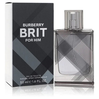 Men's Burberry Brit Eau de Toilette spray with plaid box and bottle, 50ml