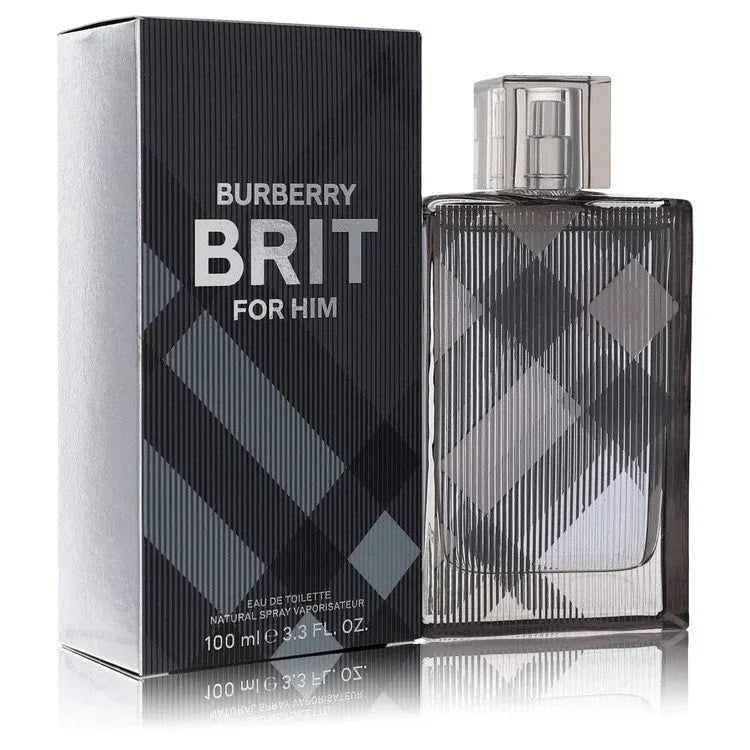 Burberry Brit For Him Eau de Toilette spray and box, plaid pattern, 100ml fragrance