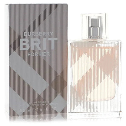 Burberry Brit For Her perfume spray and box with signature plaid design, 50ml