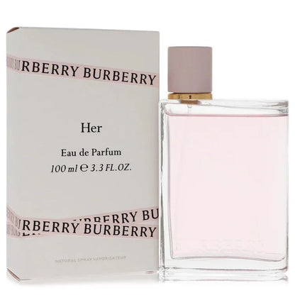 Her Eau de Parfum 100ml spray bottle and box with pink accents for women