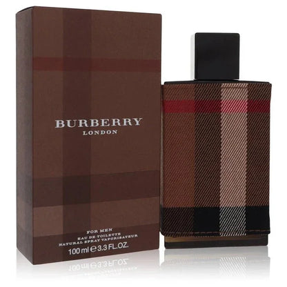 Burberry London for Men Eau de Toilette bottle and box with signature plaid pattern, 100ml