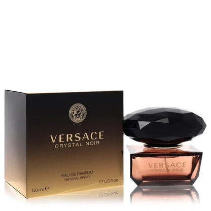 Versace Crystal Noir eau de parfum spray bottle and box, luxury women's fragrance