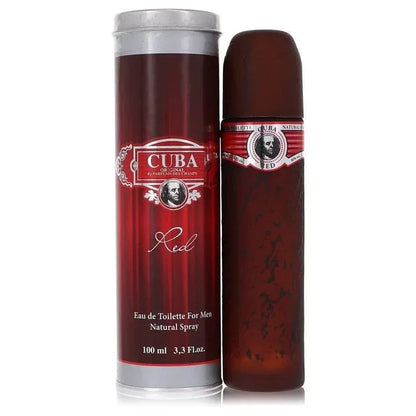 Cuba Red cologne for men, eau de toilette spray and red metallic can, 100ml bottle