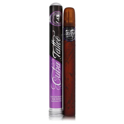 Cuba Tattoo Eau de Parfum spray for women with purple and brown bottle and tattoo design packaging