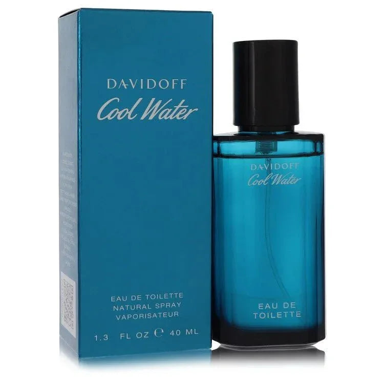Davidoff Cool Water Eau de Toilette blue spray bottle and matching box, 40ml size