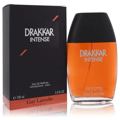 Drakkar Intense Eau de Parfum spray for men, 100ml bottle and box, orange and black design