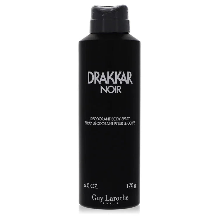 Drakkar Noir deodorant body spray 6 oz by Guy Laroche, black bottle for men