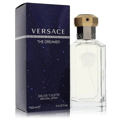 Versace The Dreamer eau de toilette spray with blue starry box and clear perfume bottle