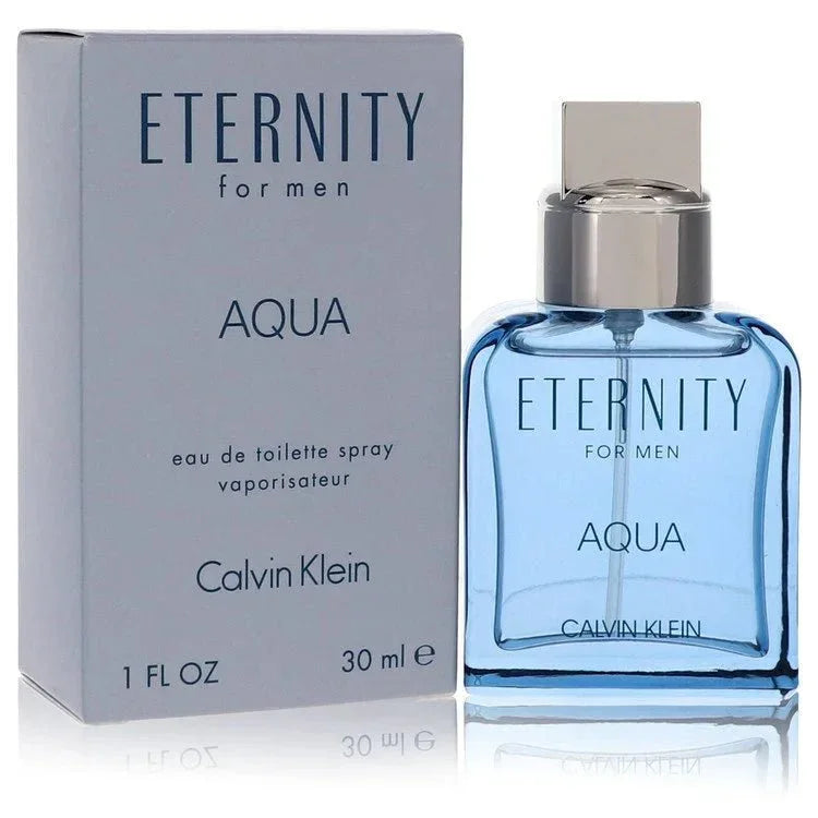 Eternity Aqua for Men eau de toilette spray 30ml bottle and box, light blue fragrance.