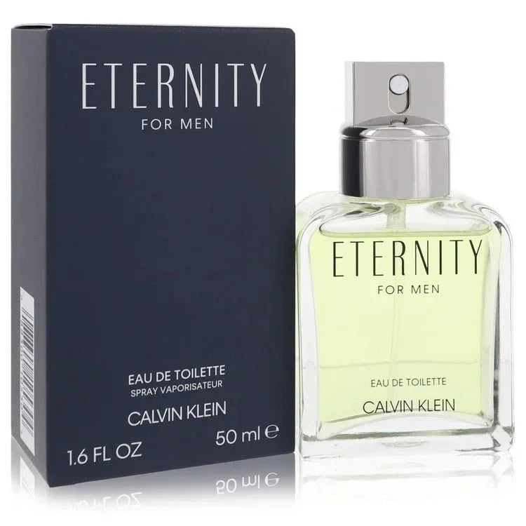 Eternity for Men Eau de Toilette 50ml spray bottle and box, fresh masculine fragrance