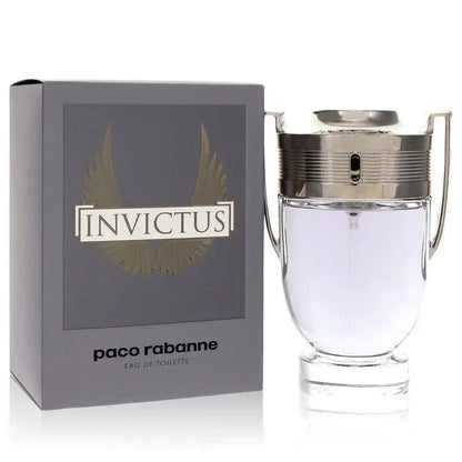 Invictus Eau de Toilette for men by Paco Rabanne, boxed and trophy-shaped bottle.